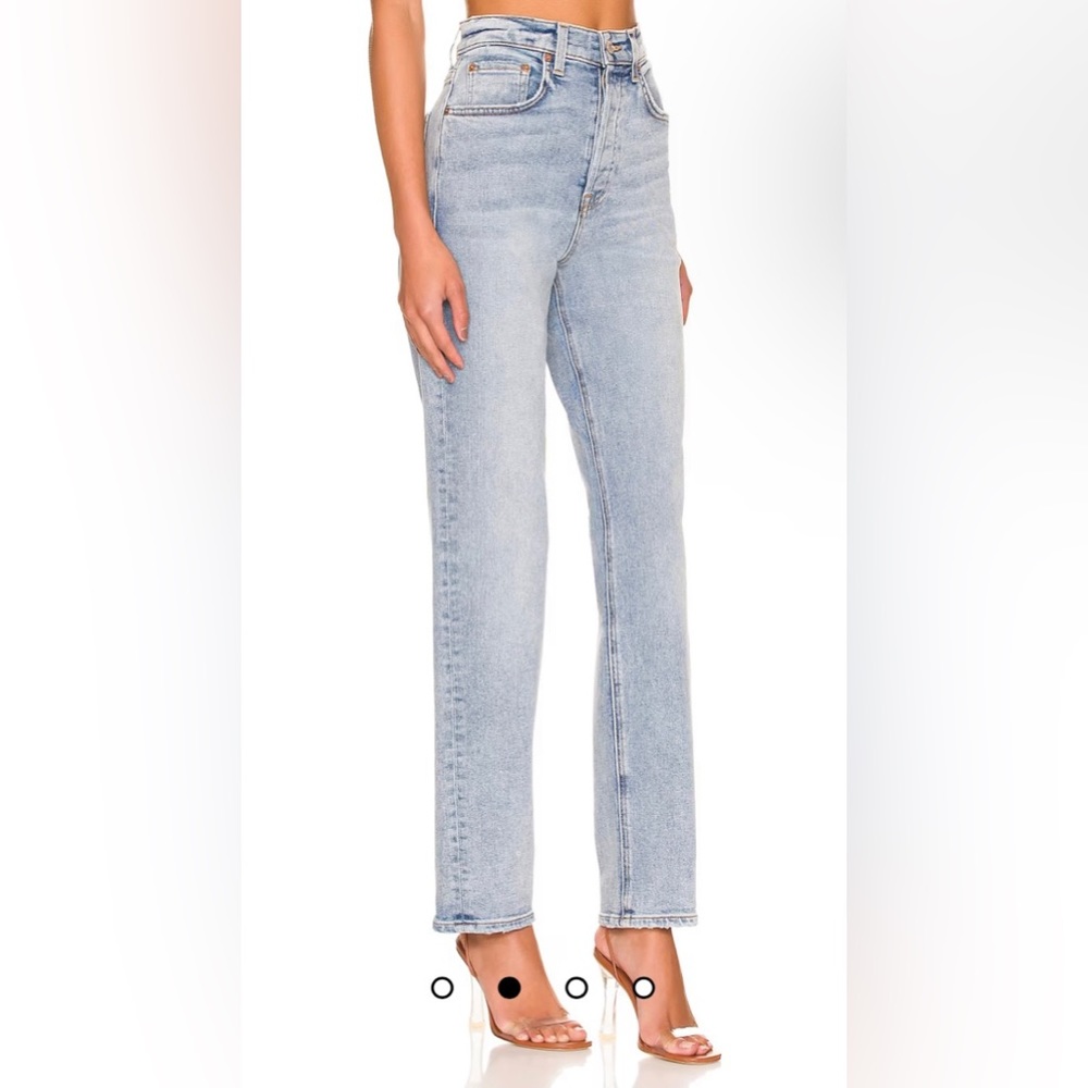 GRLFRND Jeans Cassidy Mid Rise Straight Size 26 Light Blue Wash